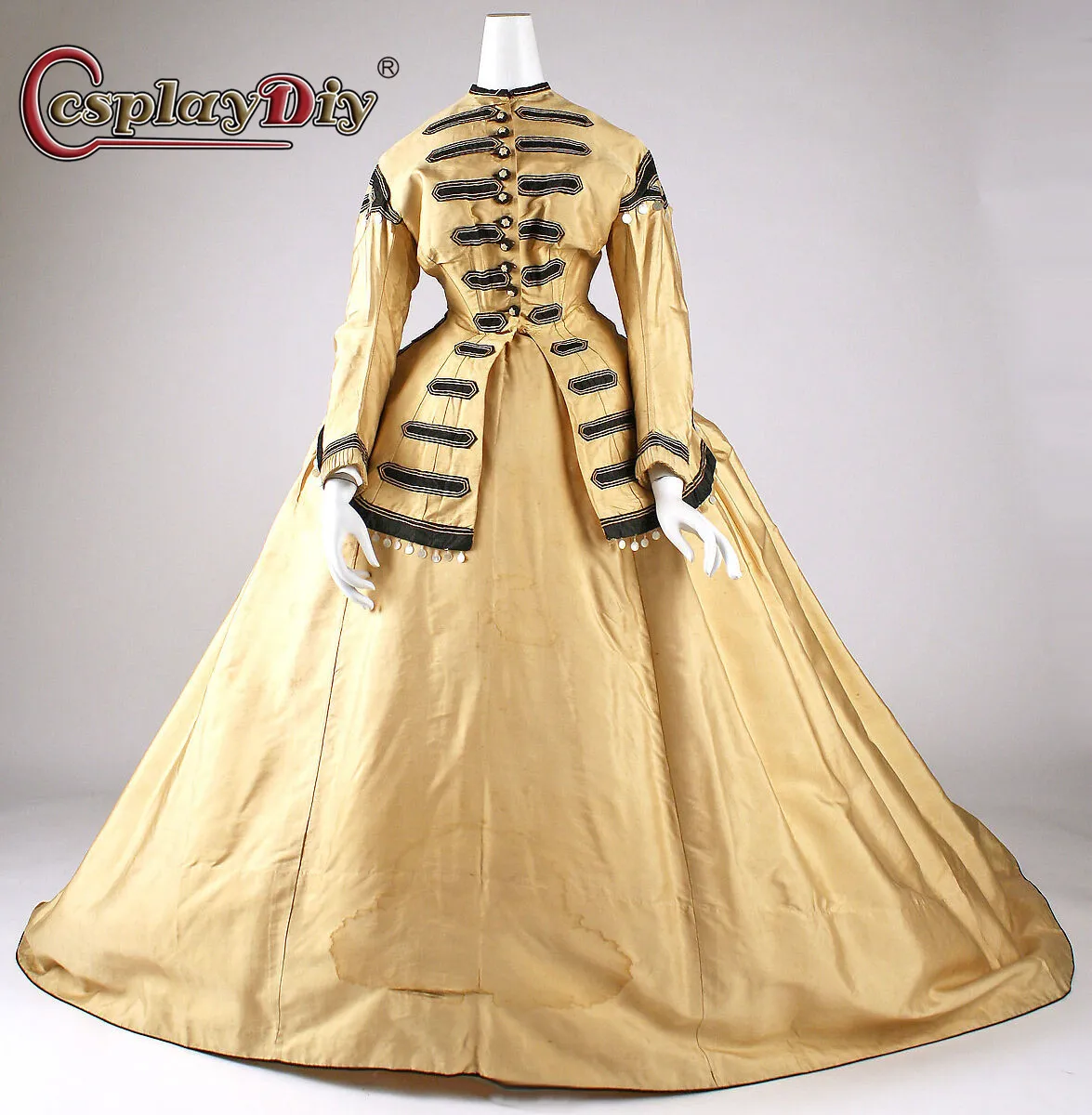 

Cosplaydiy Civil War Southern Belle Loose Ball Gown Military Bustle Dress victorian women Vintage dress civilian clothing suit