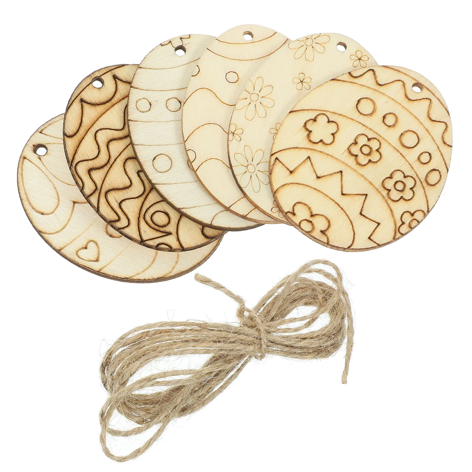 

Children Graffiti Toys Unfinished Wooden Chips Easter Egg Slices Crafts Cutout DIY Decorations