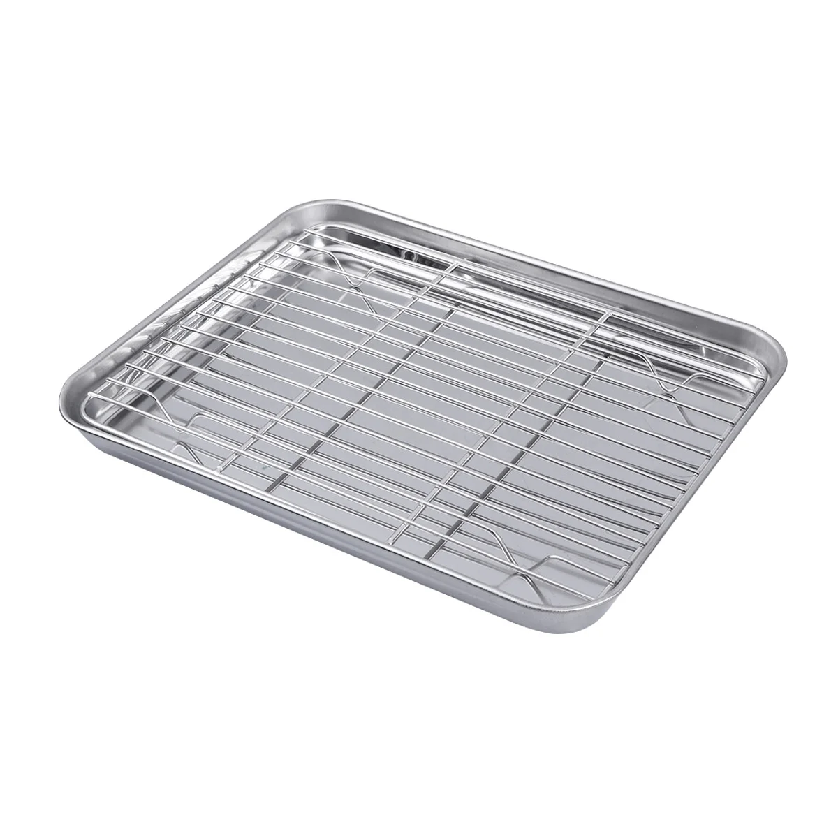 

2 Sets Sheet with Rack Set Stainless Steel Pans with Cooling Racks Rectangular Cookie Sheet Pan Serving Platter Tray for Oven
