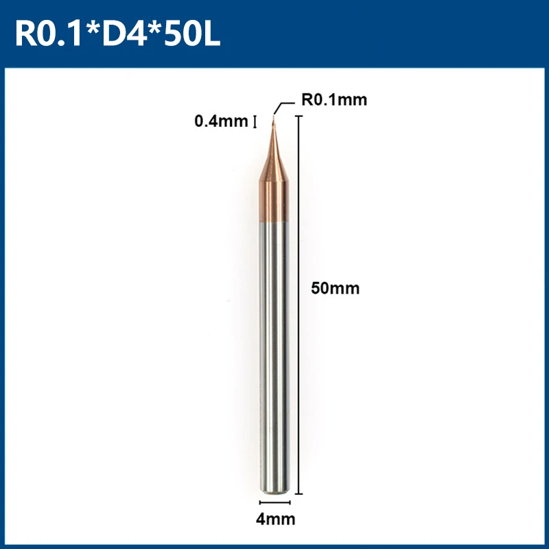Концевая фреза XCAN R0.1-R0.5 2-зубая фреза с микрошаровым носом HRC 60 Твердосплавная концевая фреза с хвостовиком 4 мм Мини-фреза Фрезерные инструменты