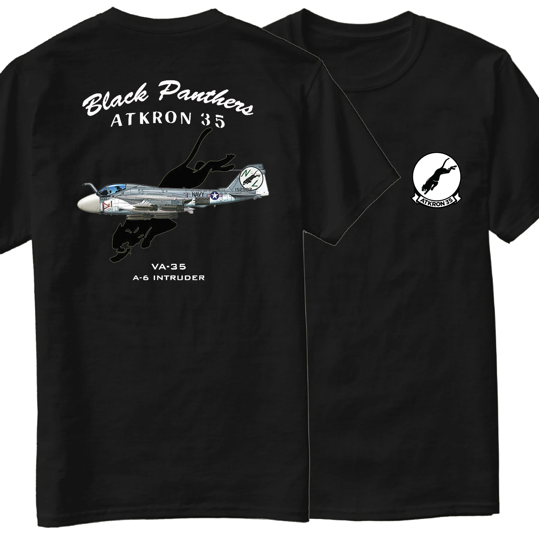 Купи A-6 Intruder Attack Aircraft US Navy VA-35 Black Panthers Squadron T-Shirt Short Sleeve Casual 100% Cotton O-Neck Mens T-shirt за 624 рублей в магазине AliExpress