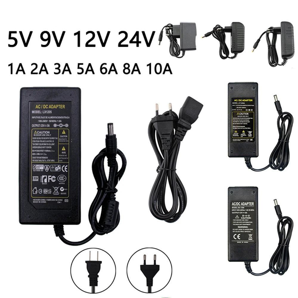 Купи Power Supply Adapter 5V 9V 12V 24V 1A 2A 3A 5A 6A 8A 10A AC DC 220V To 12V Power Supply Adapter For LED Strip Light CCTV Lamp за 383 рублей в магазине AliExpress