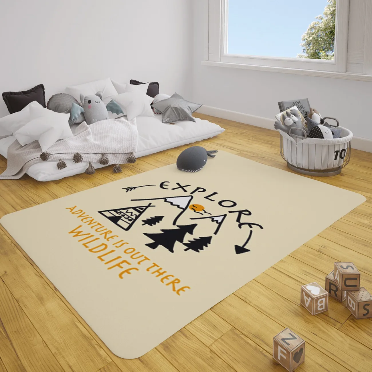 

Cute wild life Forest mountain pattern baby play mat round rectangle children rug newborn crawling padi nursery decor rugs