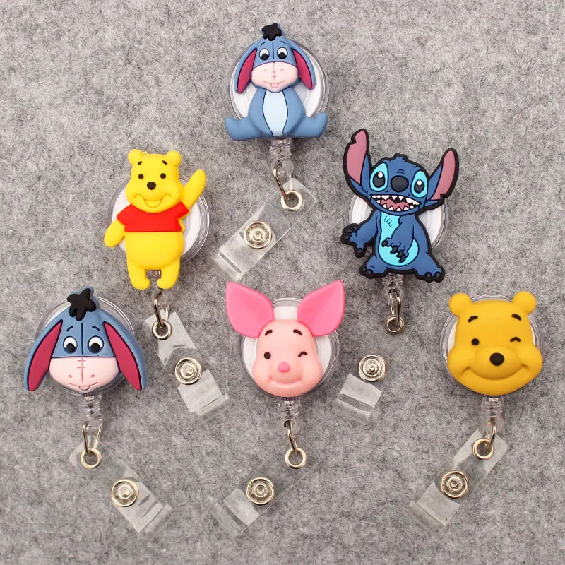 Disney Cartoon Winnie The Pooh Retractable Badge Reel For Nurse Doctor Card Holder Office Hospital Supplies Boy Girl Name Card