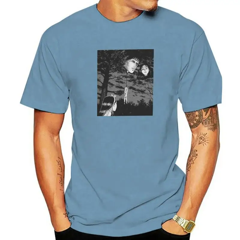 

Мужская Аниме жуткая манга Junji Ito, японская ужасная футболка, винтажная одежда с круглым вырезом, футболки с принтом