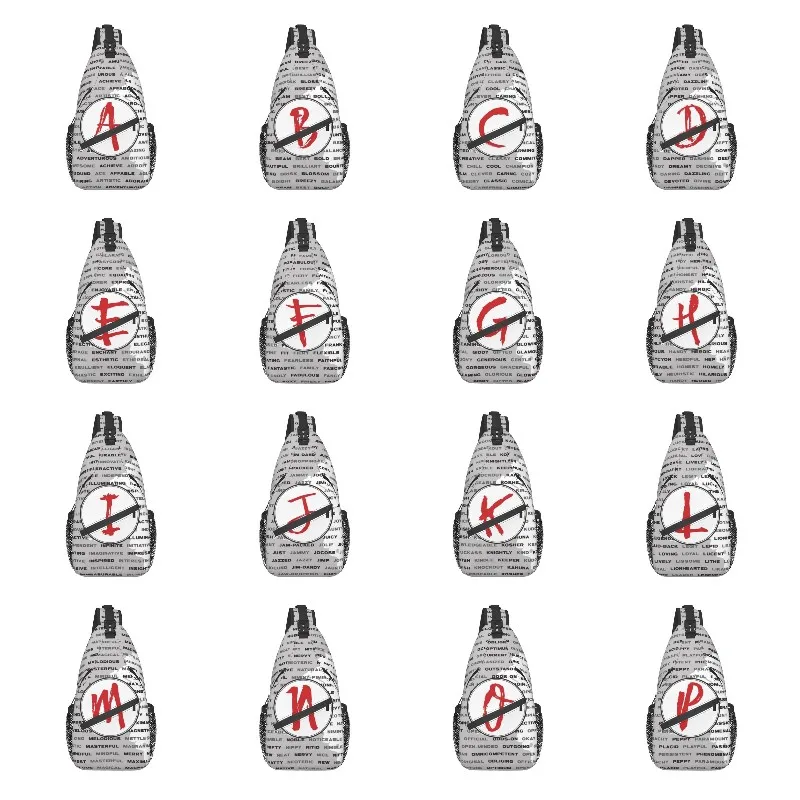 

A-Z English Alphabet Sling Chest Bag Customized Combination Letter Shoulder Crossbody Backpack for Men Travel Hiking Daypack