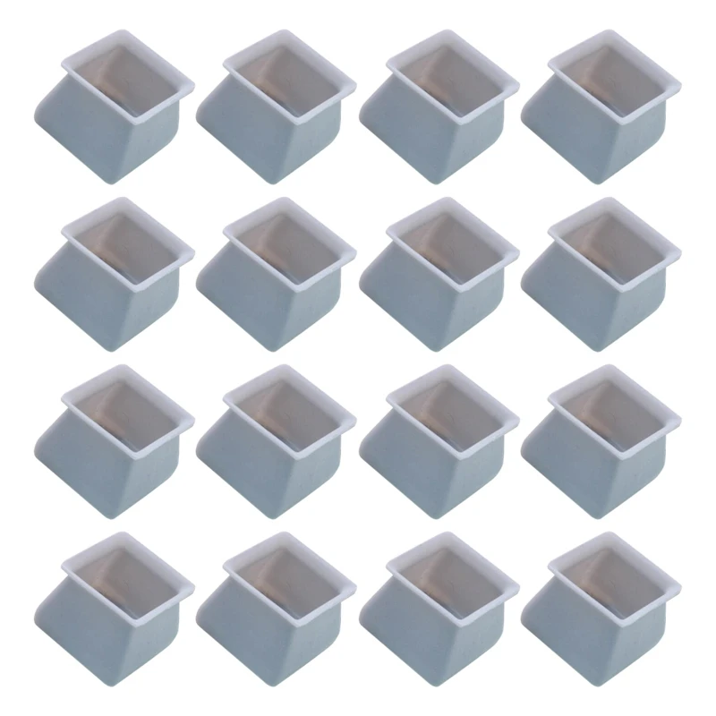 

16Pcs Chair Leg Caps Silicone Floor Protector Square Furniture Table Feet Cover Anti- Bottom Chair Pads-Gray