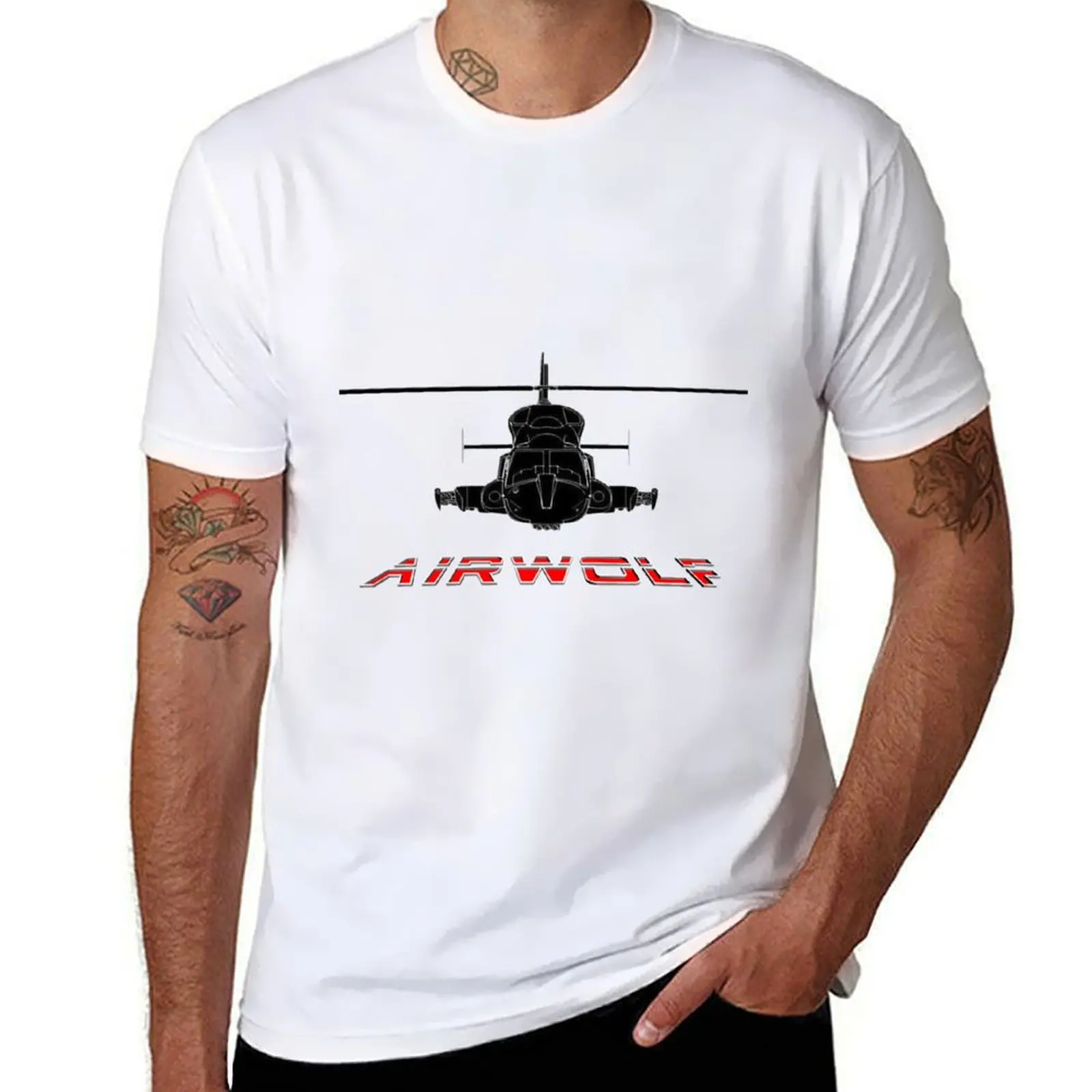 Air Wolf Classic. Футболка корейская мода простые аниме рубашки мужские