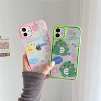 3 in 1 cute cartoon dinosaur duck phone cases for iphone 13 12 11 pro xs max xr 8 7 6s plus case soft tpu cover pc lens frame