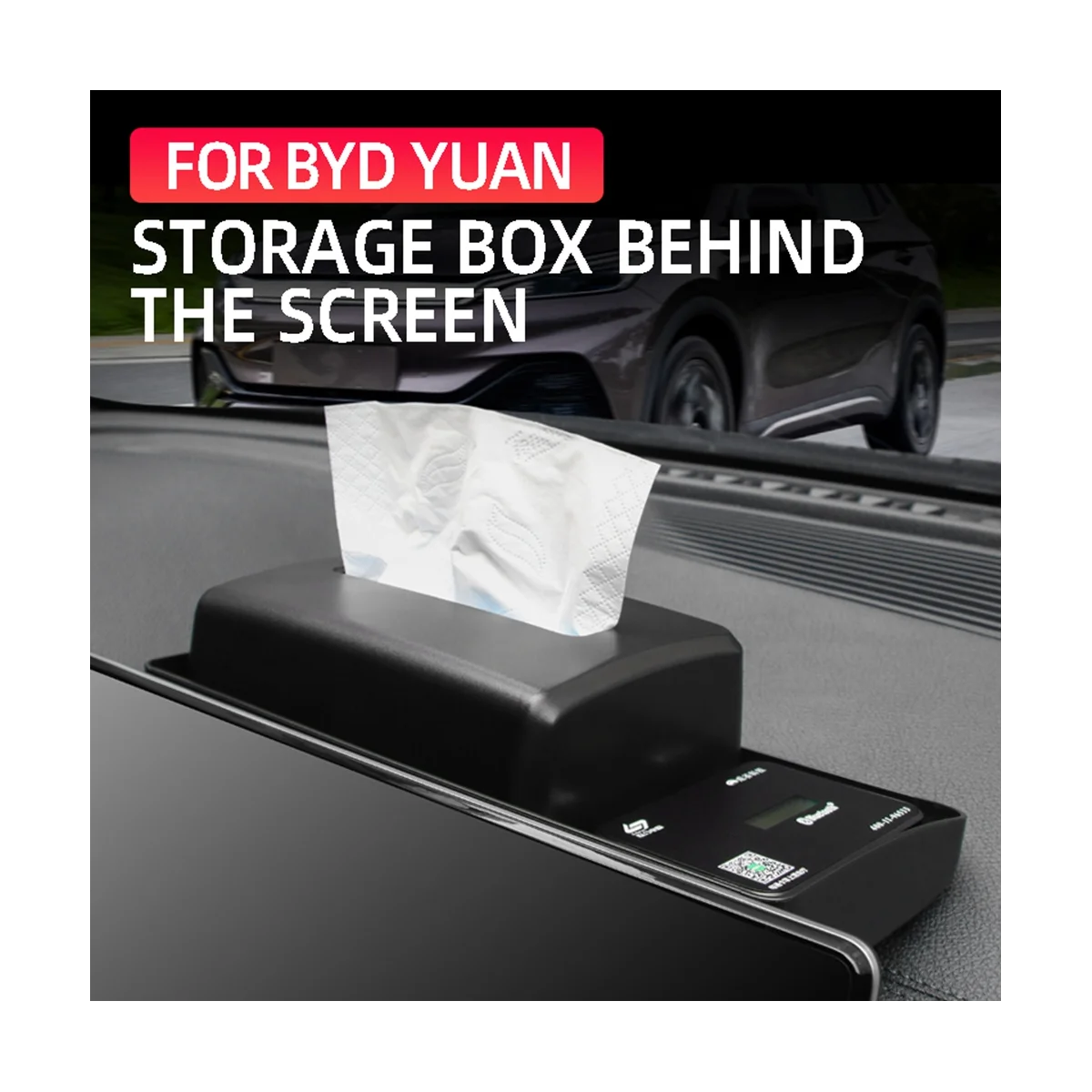 

For BYD Atto 3 Yuan Plus 2022 2023 Car Navigation Screen Rear Storage Tray Hidden Tissue Box Organizer