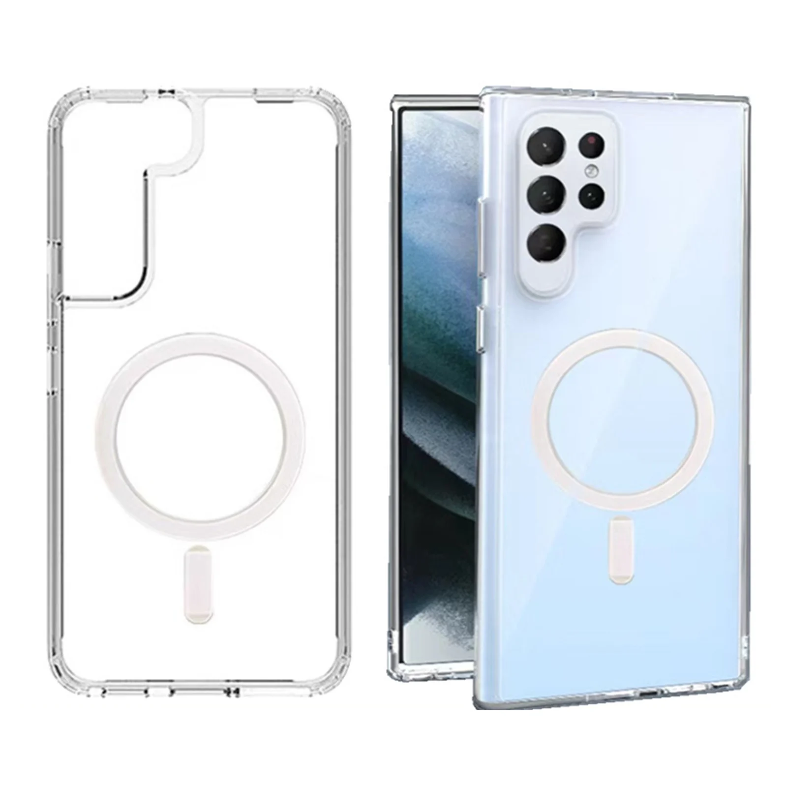 

For Magsafe Wireless Charging Magnetic Transparent Shockproof Case for Samsung S23 Ultra S23Plus Hard Clear Phone Cover 2022 New