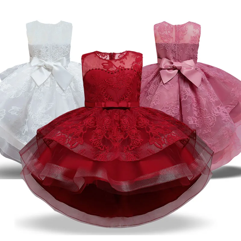 

Vintage Flower Embroidery Girls Dress Wedding Ceremony Tutu Clothing Princess Party Kids Dresses for Girls Vestidos Infantil