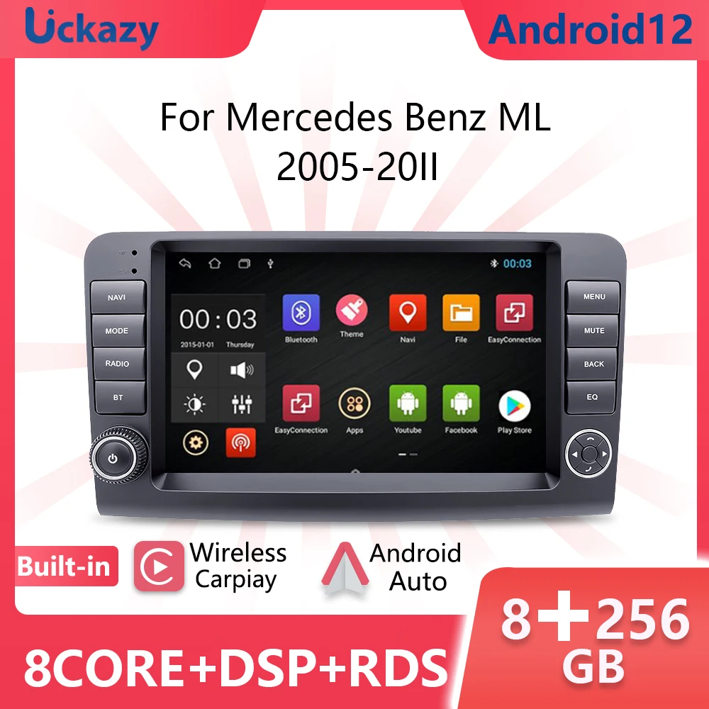 

8+256GB Car Radio Android 12 For Mercedes Benz M CLASS ML W164 X164 ML350 ML300 GL500 ML320 ML280 GL350 GL450 Stereo Audio