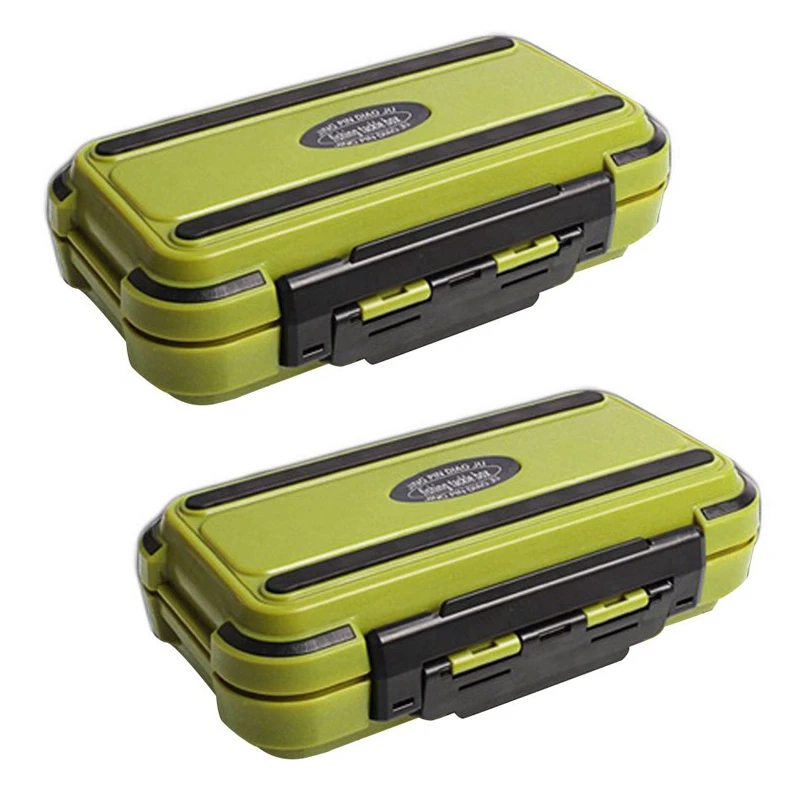 

2X Lure Fishing Box 24 Compartments Double Layer Fishing Box Plastic Fishing Tackle Box Green