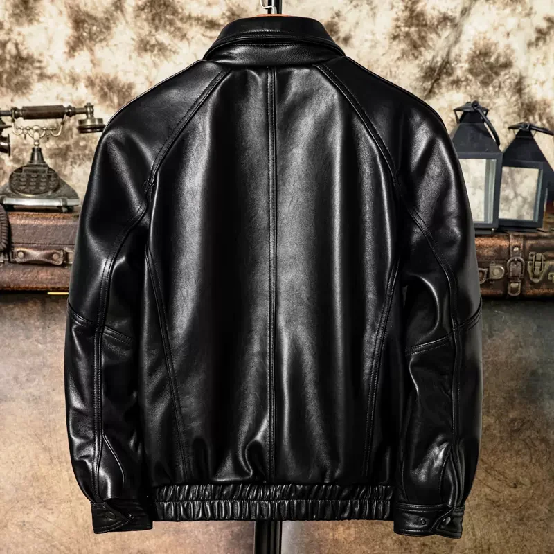 Черная осенняя кожаная куртка для мужчин в повседневном стиле большие размеры 6XL