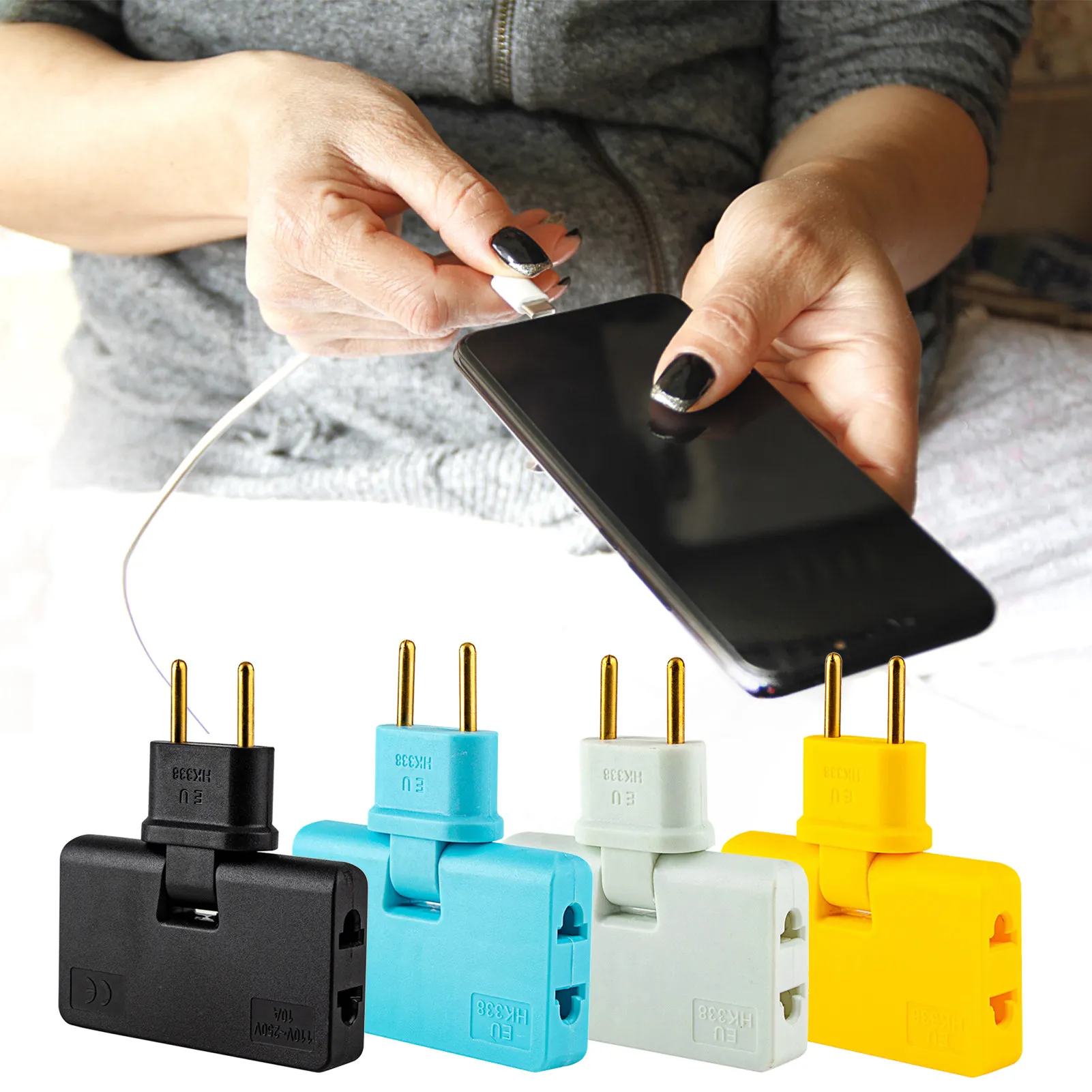 

Rotate Plug EU Converter 3 In 1 Rotatable Outlet Extender 180 Degree Extension Plug Multi Plug Mini Slim Wireless Outlet Adapter