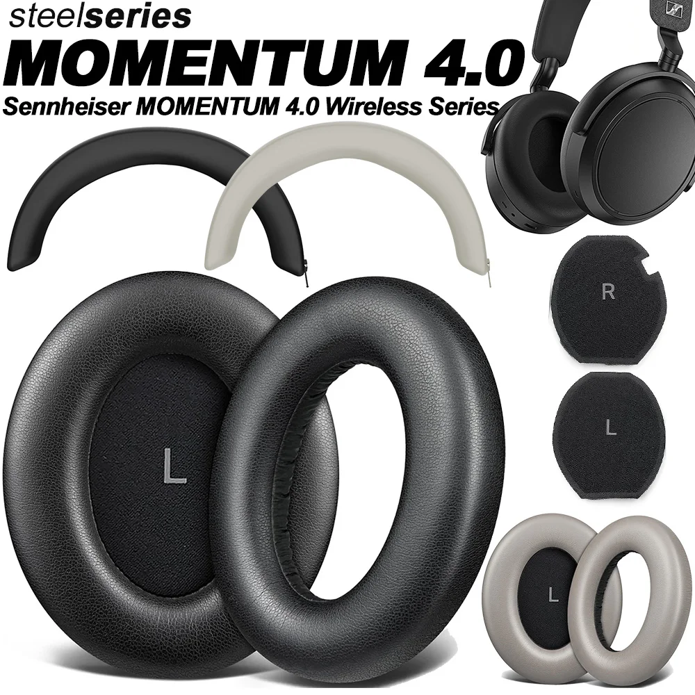 Фото Сменные пенопластовые амбушюры для наушников Sennheiser MOMENTUM 4,0, беспроводная серия, подушечки из пены с эффектом памяти, протеиновая кожа №1