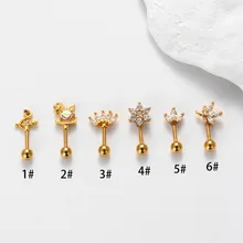 1Piece New 16G Rod Screw Ear Bone Stud Earrings for Women Fashion Jewelry Straight Piercing Flower Zircon Earring for Teens