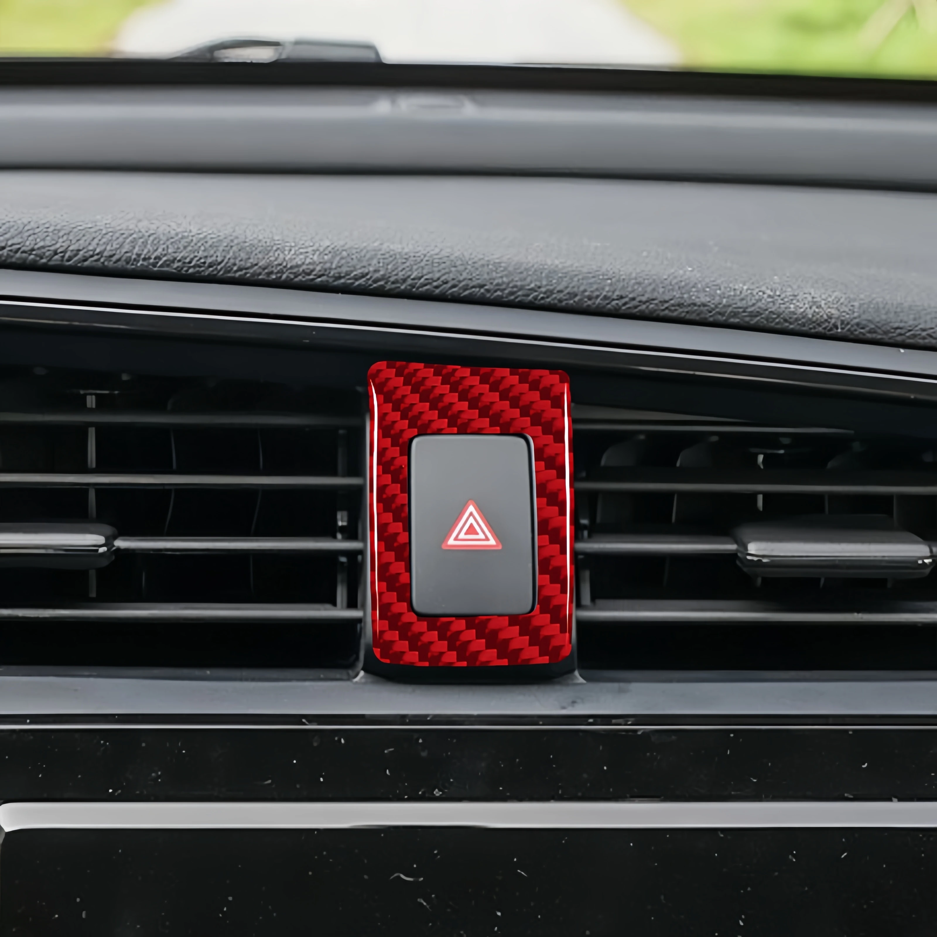 Фото Для Honda Civic 10-го поколения 2016-2019, автомобильная двойная вспышка из углеродного волокна, декоративная крышка, предупреждающий переключатель, накладка, наклейка, аксессуары №3
