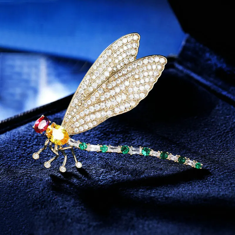 

SINZRY New Color Cubic Zircon Dragonfly Insect Brooch Pin Lady Dress Jewelry Accessories