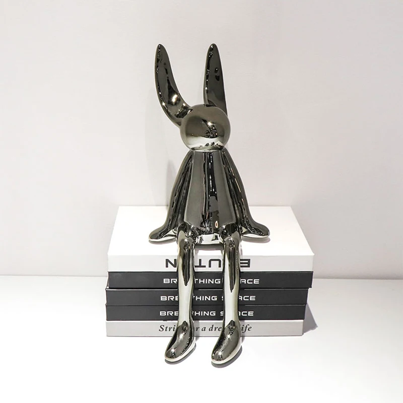 

Room Decor Rabbit Statue Resin Artwork Tabletop Ornaments Animal Sculpture TV Cabinet Office Figurine Nordic Decoration Home