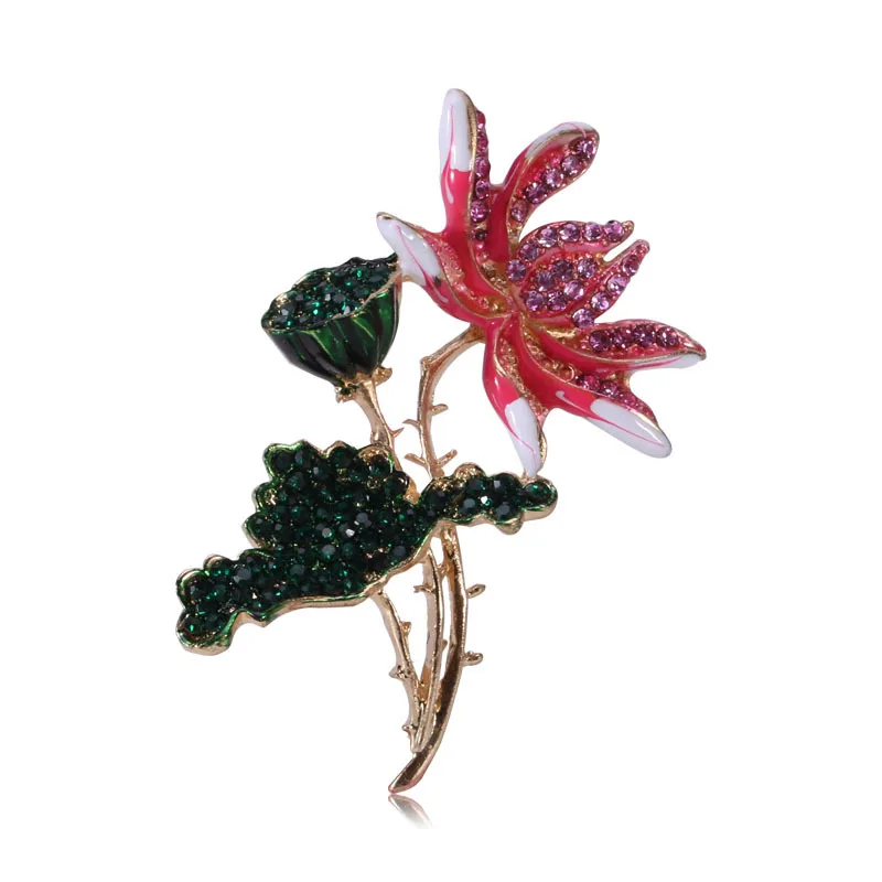 

2022 винтажные броши в форме цветка лотоса с розовой эмалью, женские броши в форме корня лотоса для вечерние и офиса, булавки, подарки