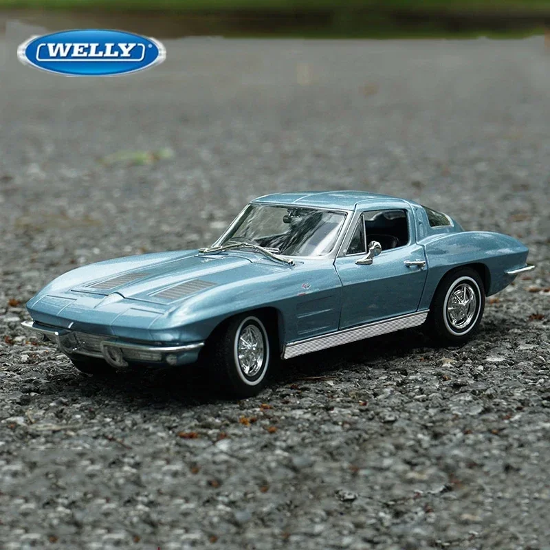 Модель спортивного автомобиля WELLY 1:24 для Chevrolet Corvette 1963 из сплава литая