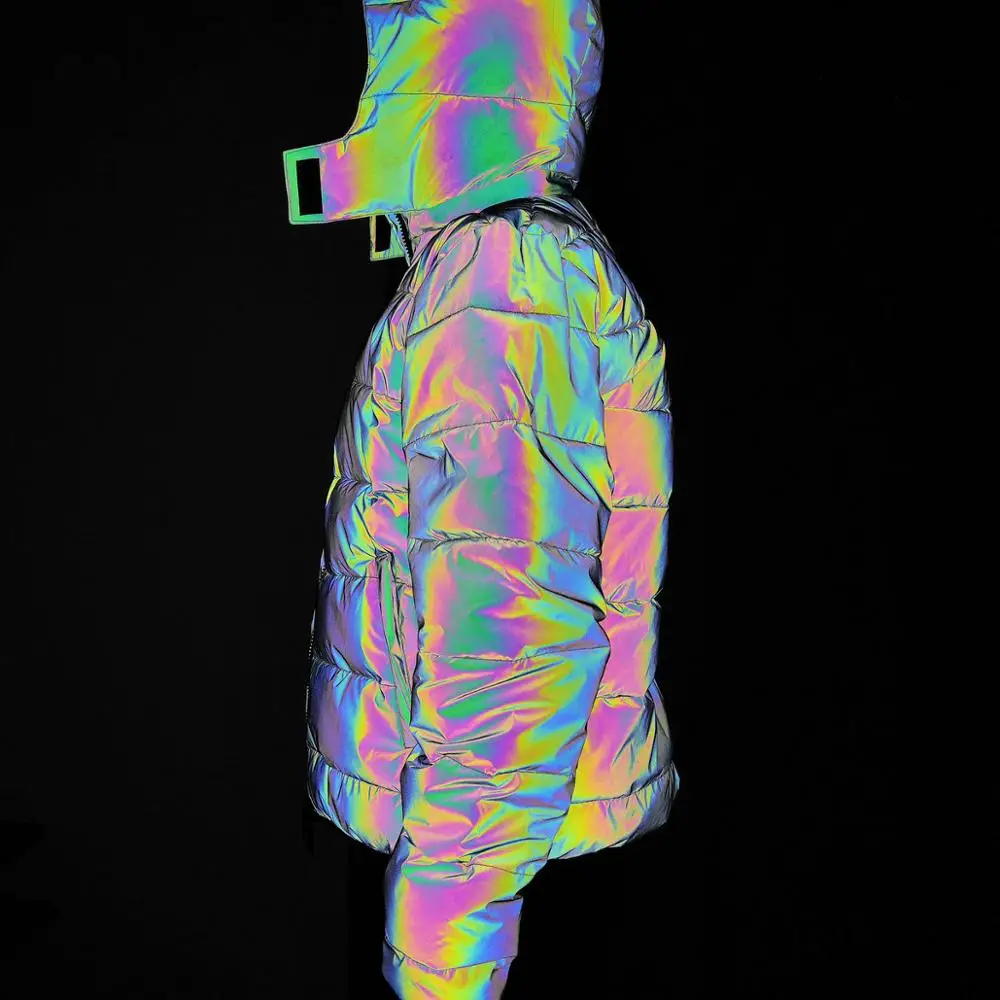 Women Winter Fashion Luminous Reflective Coat Thick Warm Parka Plus Size Woman Padded Cotton Coats Warm Hooded Jacket Ropa Mujer