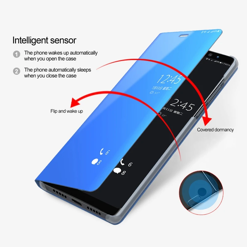smart mirror flip phone case for xiaomi redmi note 10 9 9s 8 7 6 5 8t 9t 9a 9c 8a mi 10 11 10t poco x3 nfc m3 f3 pro lite cover free global shipping
