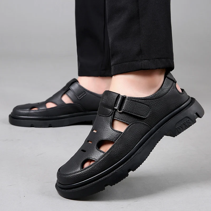 Лето 2023 мужская обувь из полой кожи повседневная черные коричневые повседневные