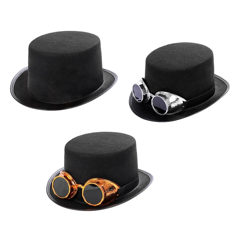 

Steampunk Glass Top Hat For Men Steampunk Men Hat Gay Jazz Hat Gay Party Performance Costume Accessory Carnival Nightclub