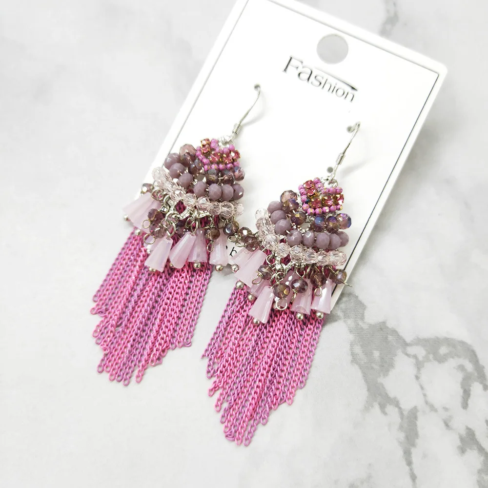 Серьги ручной работы в богемном стиле женские характерные массивные этническом