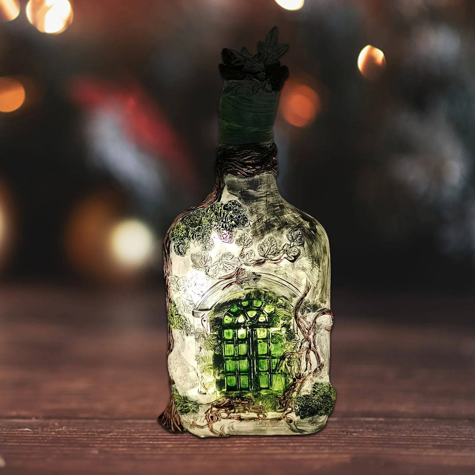 

Настольная светодиодная лампа, фонасветильник с питанием от батарейки, украсветильник из смолы, мистический лес, лоза, лампа для украшения ...