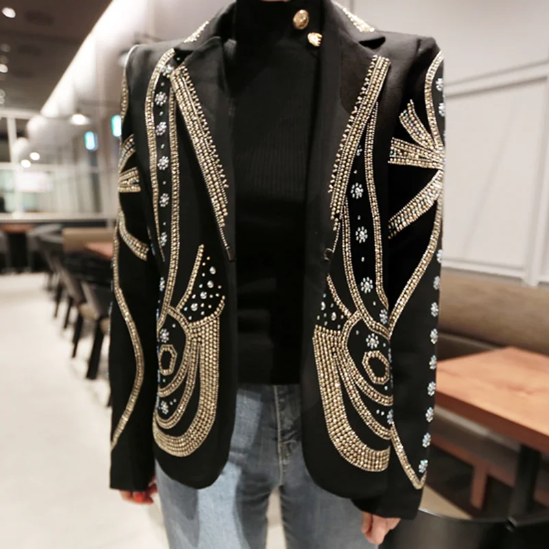 

Luxury Beading Elegant buttons women blazers long sleeve 2023 Spring New female blazer jackets Office ladies coats LT945S30