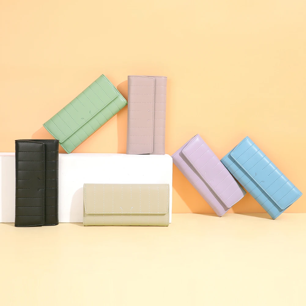 Long Clutches Wallet Woman Tri-fold Clutch Adults Keychain Coin Storage Bag Teens Card Holder Coin Purses Fashion Handbags