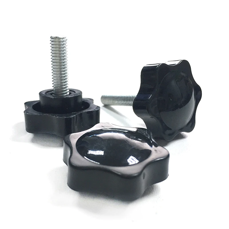

2pcs M8 x 50mm 32# M6 Thread Replacement Star Hand Knob Bakelite Hand Tighten Screw Tightening Screw Black Head diameter 32mm