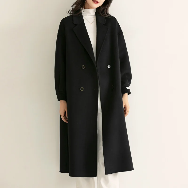 

100% cashmere double-sided cashmere coat mid-length women's 2022 new fashion Korean version woolen coat