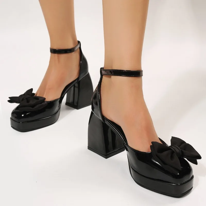 

Женские туфли-лодочки на массивном каблуке, туфли на платформе с квадратным носком, Туфли Мэри Джейн, новинка 2023