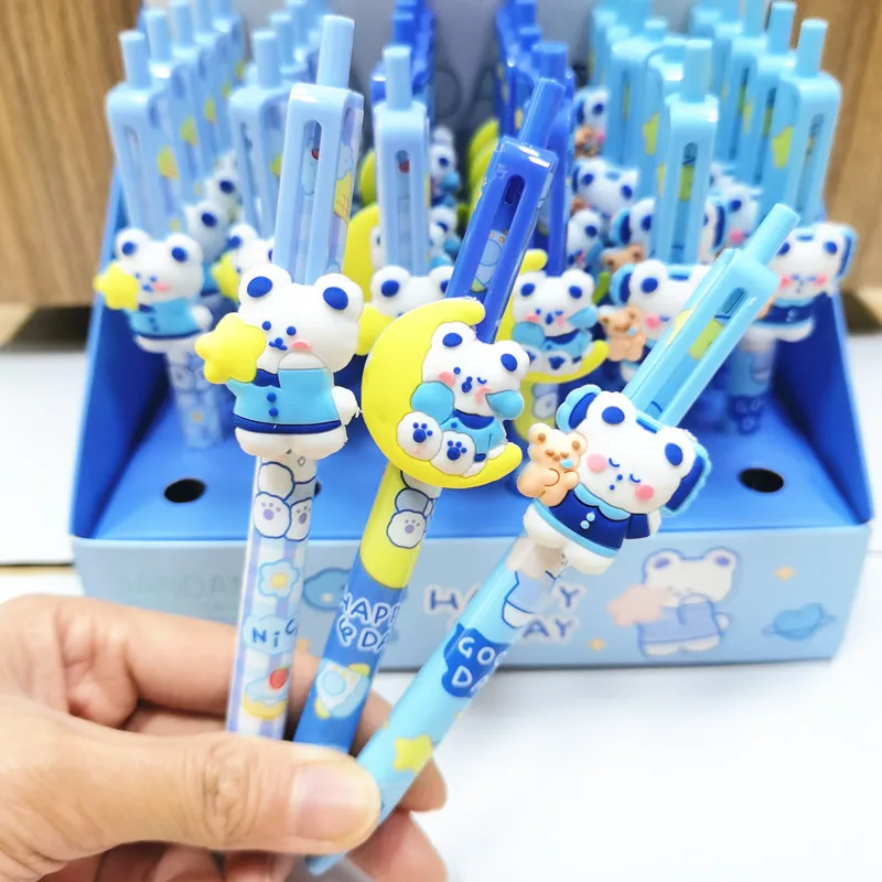 

6Pcs/set Cartoon Decompression Gel Pen Animal Bear Signature Pens Cute School Student Supplies Office Stationery Children Gifts