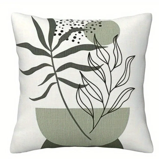 Наволочка из полиэстера велюра, зеленый лист, 40x40 см