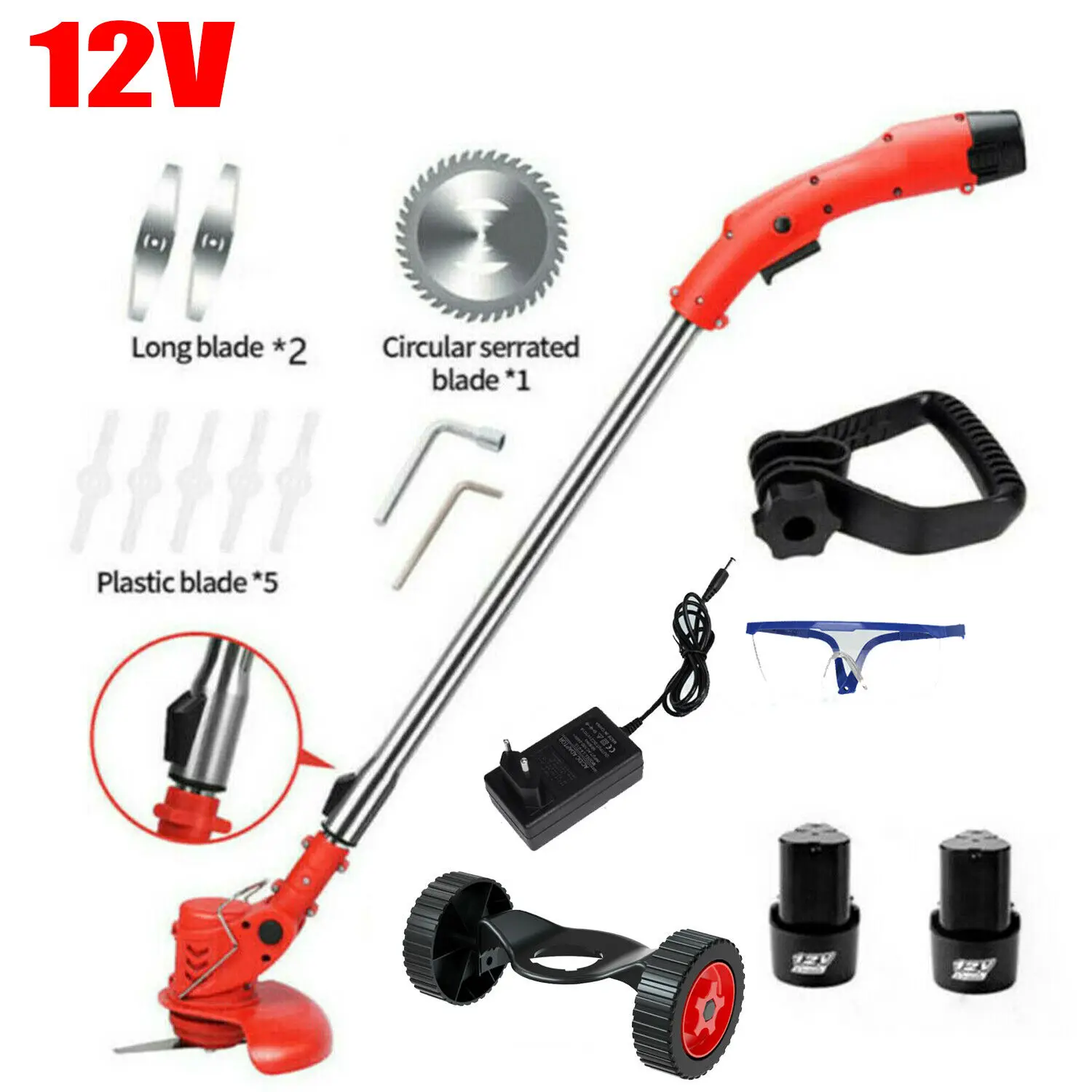 

EU Warehouse Stock!! 12V Wireless Multipurpose Blade Lawn Mower With Rechargeable Battery For Garden