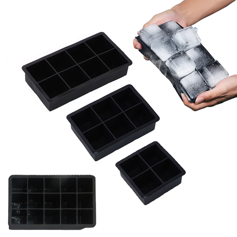 

4/6/8/15 Grid Big Ice Cube Tray Mold Non-toxic Ice Shape Mold Food Grade Silicone Ice Cube Square Tray Mold Ice Cube Maker
