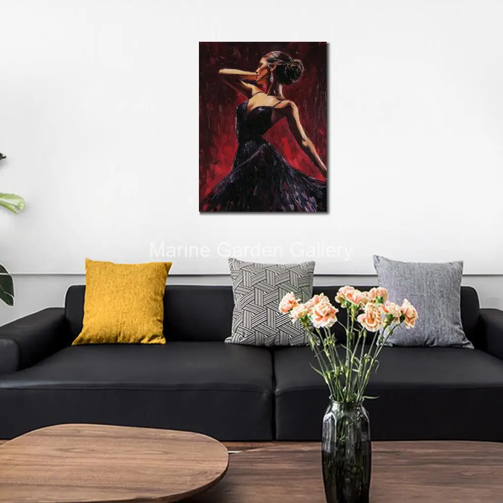 Современное изображение Холст Искусство фламенко танцор ручной работы масляная