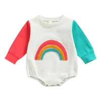 toddler baby girl romper spring autumn rainbow patchwork bodysuit for newborns fashion cotton kids clothes boys costumes