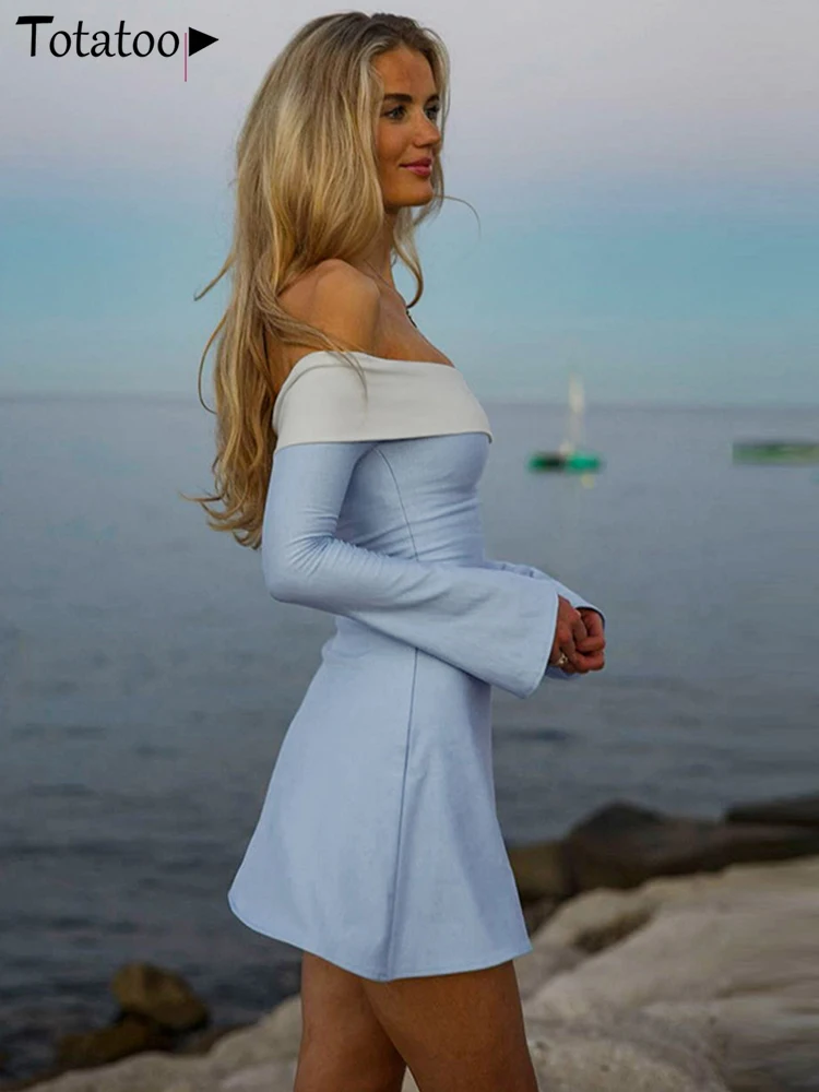 Totatoop с открытыми плечами цветное лоскутное сексуальное платье для женщин 2024