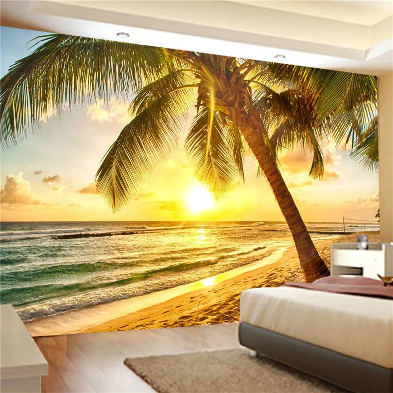 

Boho Home Decor Hanging Tapestry Green Forest Beach Lake Landscape Wall Art Tapestry Aesthetic Yoga Mat Beach Towel