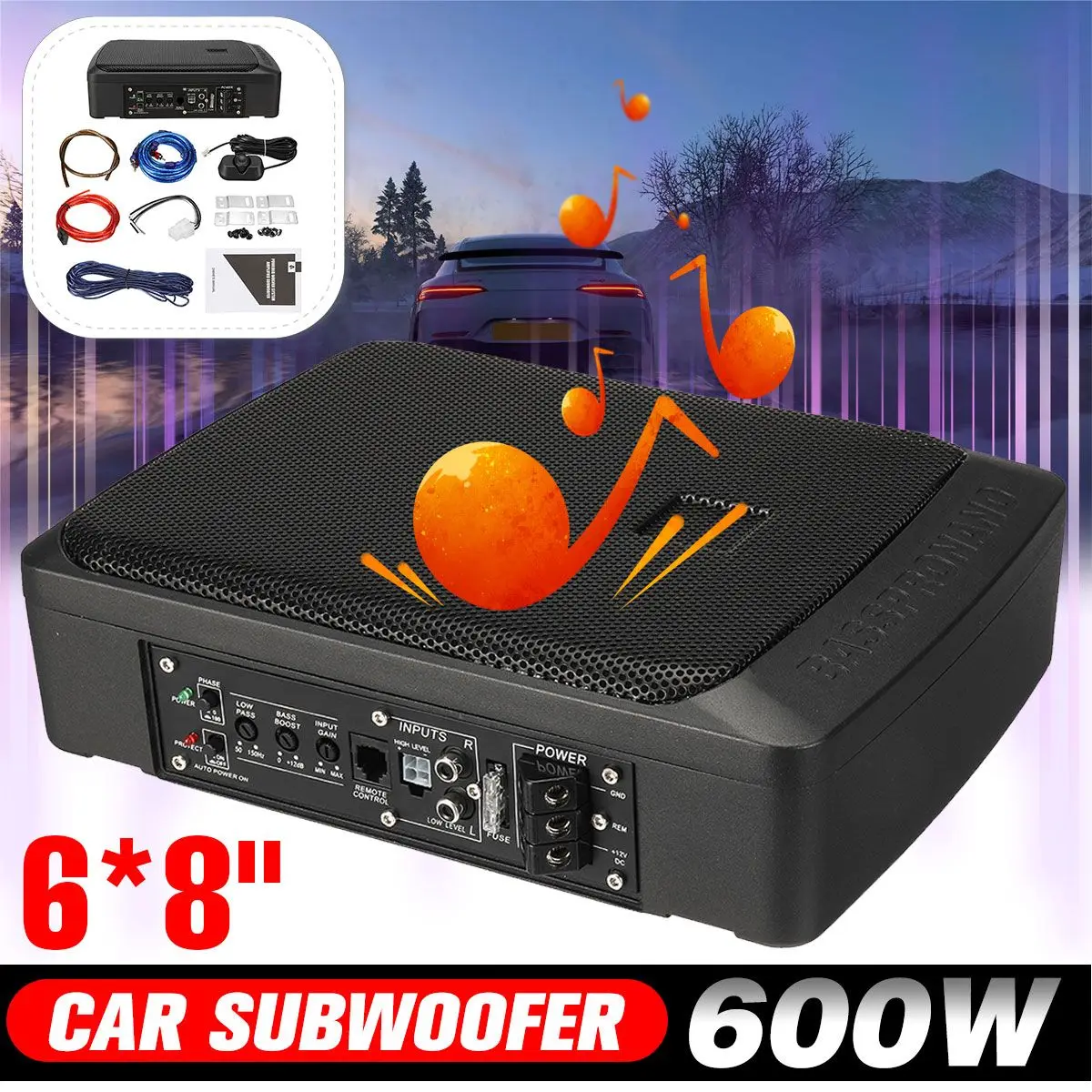 

Andeman K-68S Car Subwoofer Amplifiers Class D HIFI Slim Under-Seat Bass Powered Car Speaker Subwoofer Power Audio Processo