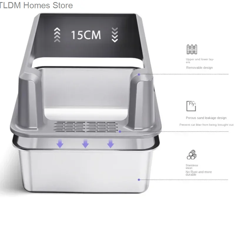 Контейнер для кошачьего туалета большой контейнер из нержавеющей стали уборки