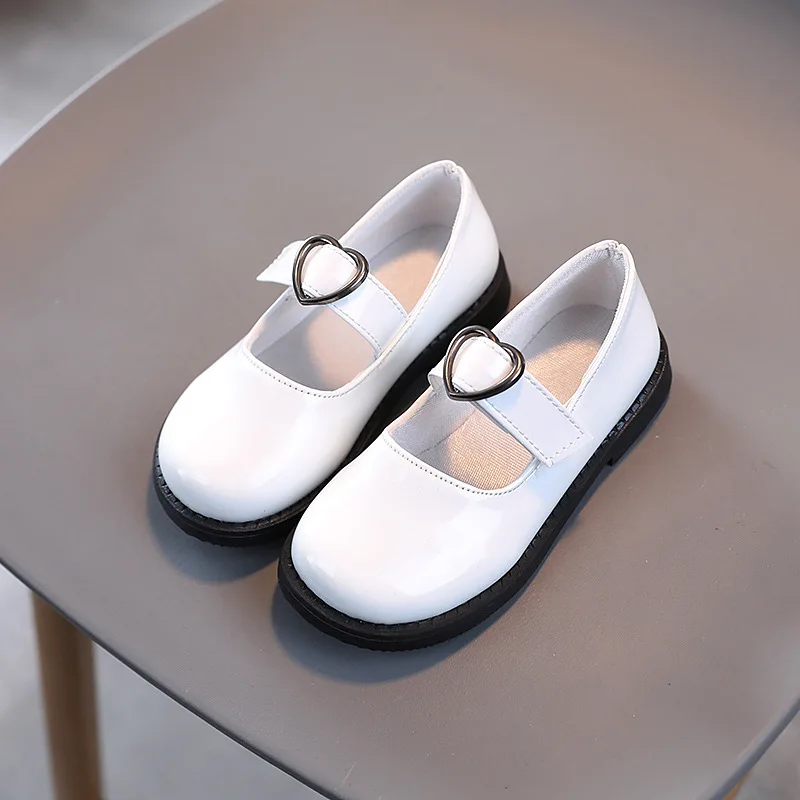 

Girls Leather Shoes Britain Style Big Children Princess Loafers Shallow 2022 Spring Soft Glossy Metal Fashion Kids Mary Janes