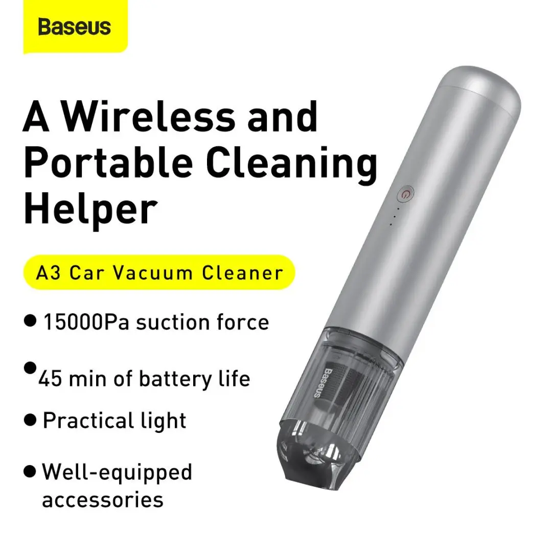 

Baseus A3 Car Vacuum Cleaner Portable Lighting Wireless Car Home Dual-use High Suction Smart Handheld Vacuum Cleaner
